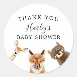 Woodland Baby Shower Gender Neutral Favour   Classic Round Sticker