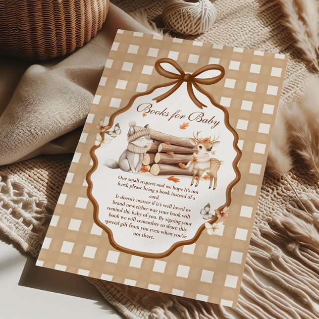 Woodland Baby Shower Gingham Books for Baby  Enclo Enclosure Card (Creator Uploaded)