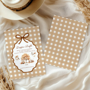 Woodland Baby Shower Gingham Diapper Raffle Enclosure Card