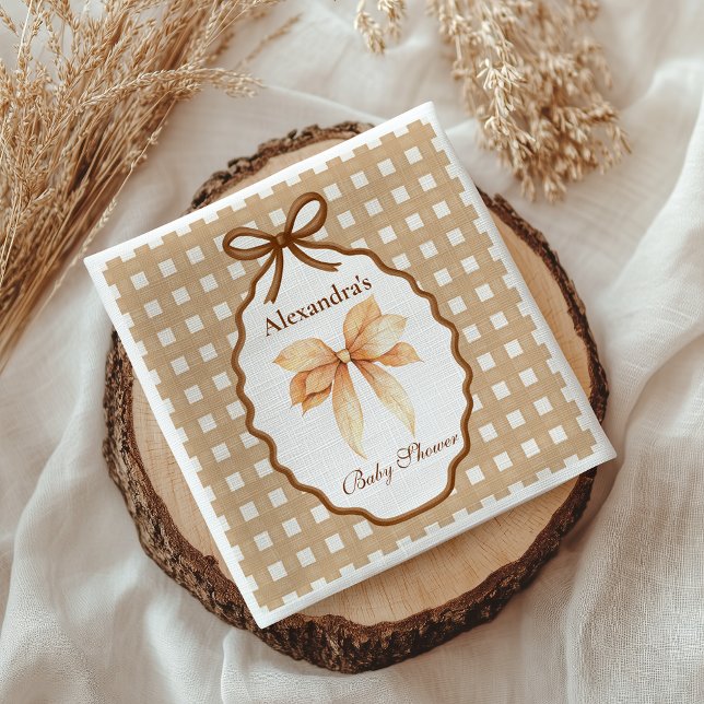 Woodland Baby Shower Gingham Napkin (Creator Uploaded)