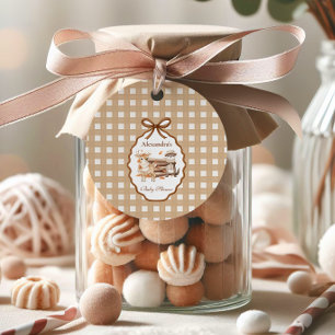 Woodland Baby Shower Gingham Neutral Favour Tags