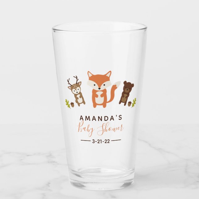 Woodland Baby Shower Glass (Front)