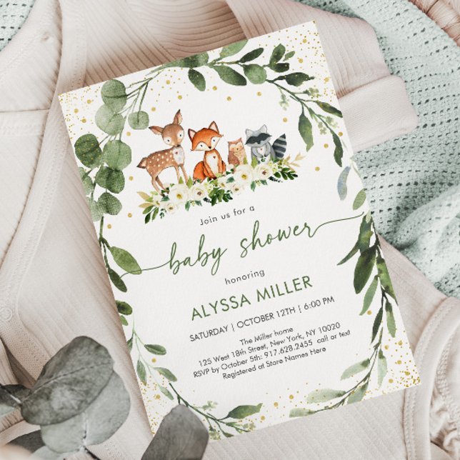 Woodland Baby Shower Greenery Forest Animal Invitation (Creator Uploaded)