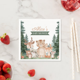 Woodland Baby Shower Greenery Forest Animal Napkin