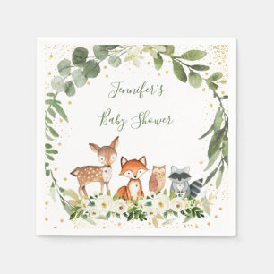 Woodland Baby Shower Greenery Forest Animal Napkin