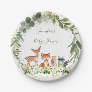 Woodland Baby Shower Greenery Forest Animal Paper Plate