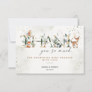 Woodland Baby Shower Greenery Thank You Note Card