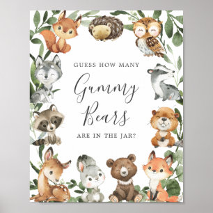 Woodland Baby Shower Guess How Many Gummy Bears Poster