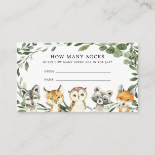 Woodland Baby Shower Guess How Many Socks Card