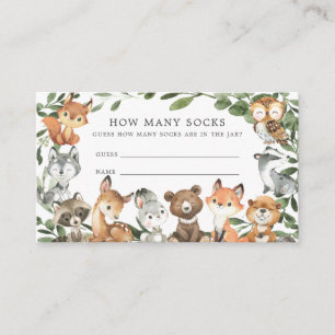 Woodland Baby Shower Guess How Many Socks Card