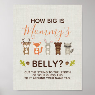 Woodland Baby Shower How Big is Mommy's Belly Game Poster