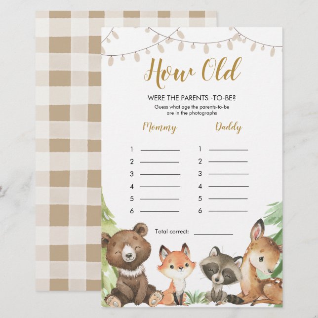 Woodland Baby Shower How Old were The Parents (Front/Back)