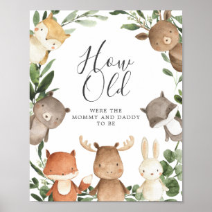 Woodland Baby Shower How Old Were They Game Poster