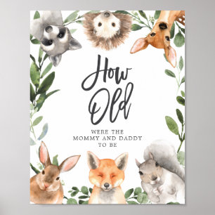 Woodland Baby Shower How Old Were They Game Poster