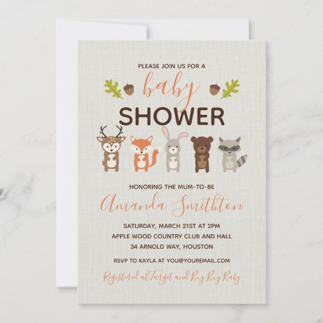 Woodland Baby Shower Invitation (Front)