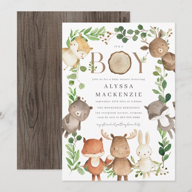 Woodland Baby Shower Invitation (Front/Back)