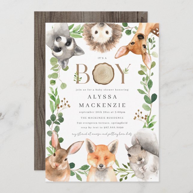 Woodland Baby Shower Invitation (Front/Back)