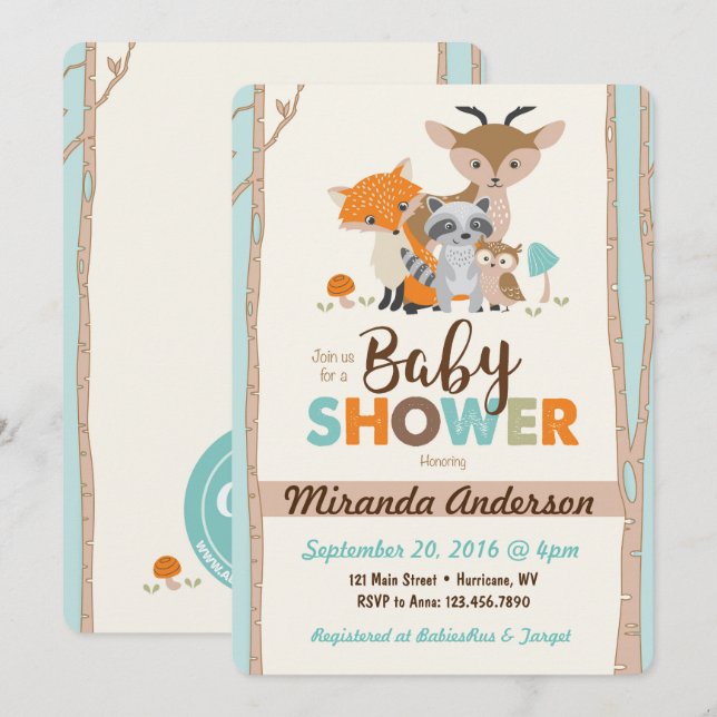 Woodland Baby Shower Invitation (Front/Back)