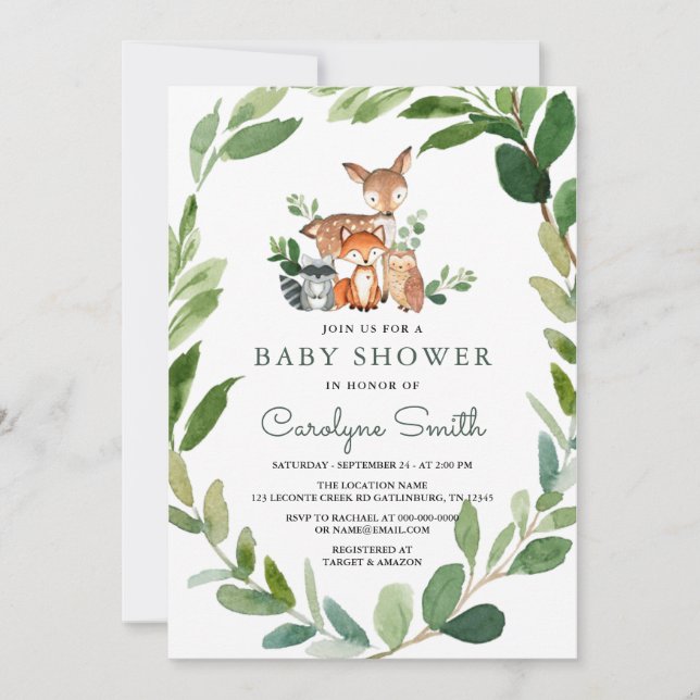 Woodland Baby Shower Invitation (Front)