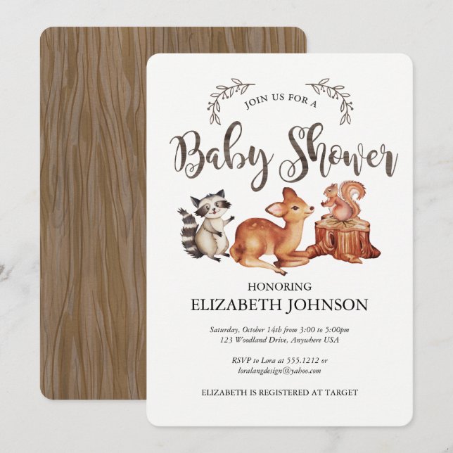 Woodland Baby Shower Invitation (Front/Back)