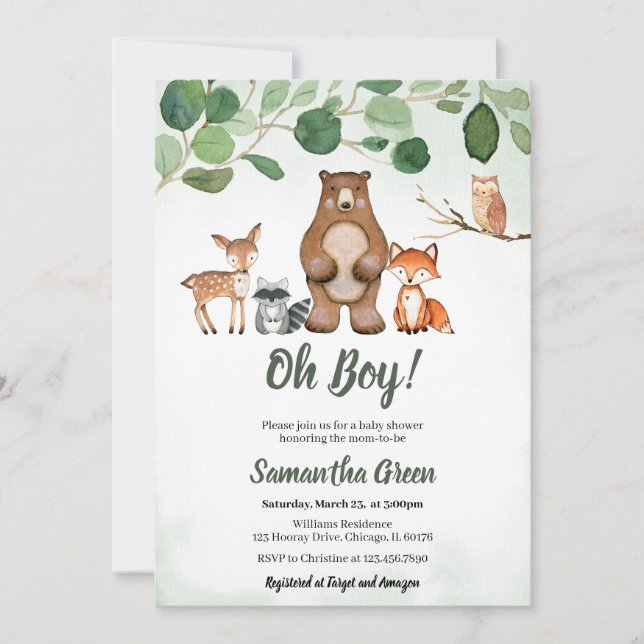 Woodland Baby Shower Invitation (Front)