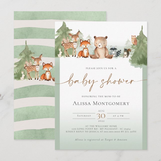 Woodland Baby Shower Invitation (Front/Back)