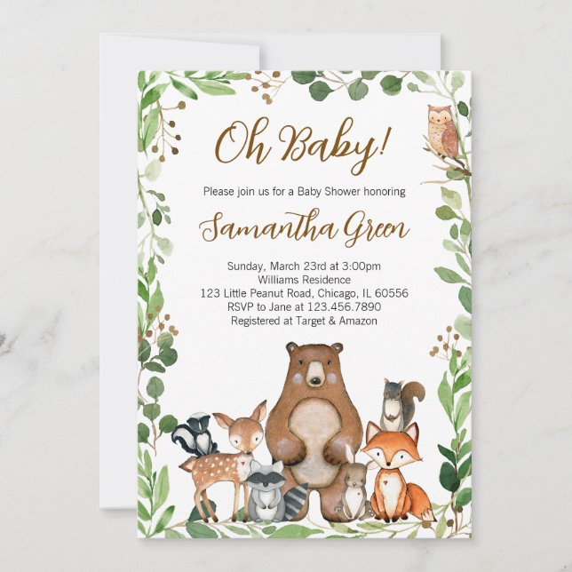 Woodland Baby Shower Invitation (Front)
