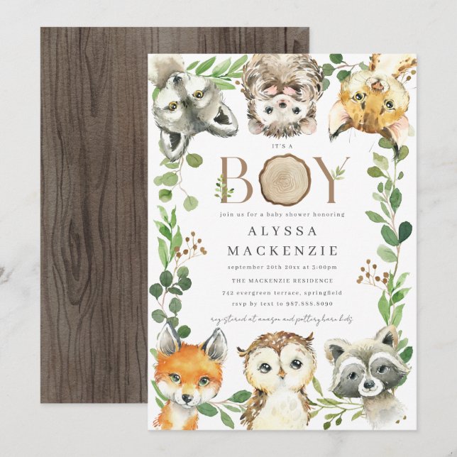 Woodland Baby Shower Invitation (Front/Back)