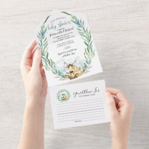 Woodland Baby Shower Invitation & Advice Card