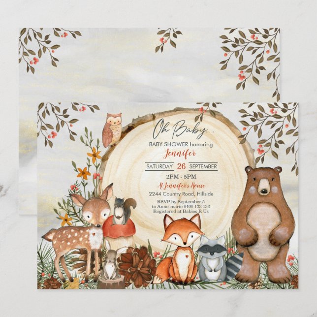 Woodland Baby Shower Invitation Baby Boy Woodland (Front/Back)