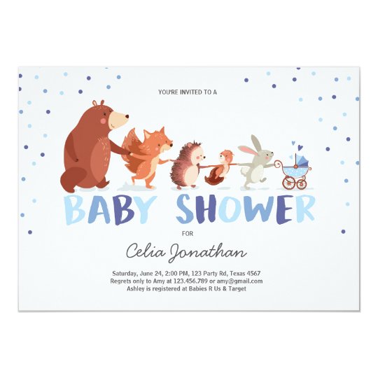 Woodland Baby Shower invitation Boy Forest Animals