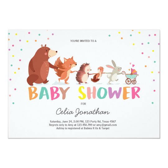 Woodland Baby Shower invitation Forest Animals