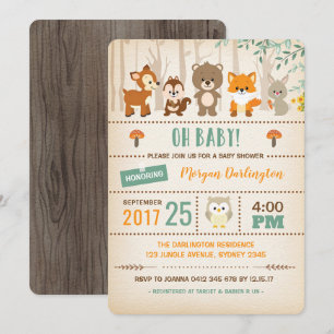 Woodland Baby Shower Invitation Forest Animals