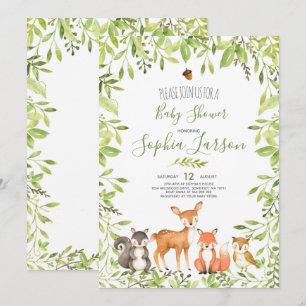 Woodland Baby Shower Invitation Forest Animals