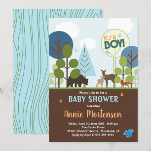 Woodland Baby Shower Invitation, Forest Animals Invitation