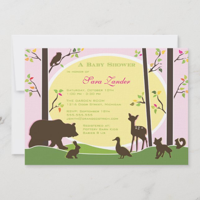 Woodland Baby Shower Invitation | Girl (Front)