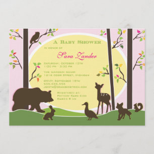 Woodland Baby Shower Invitation   Girl