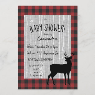 Woodland Baby Shower Invitation - Red/black