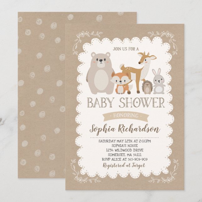 Woodland Baby Shower Invitation Whimsical Shower (Front/Back)