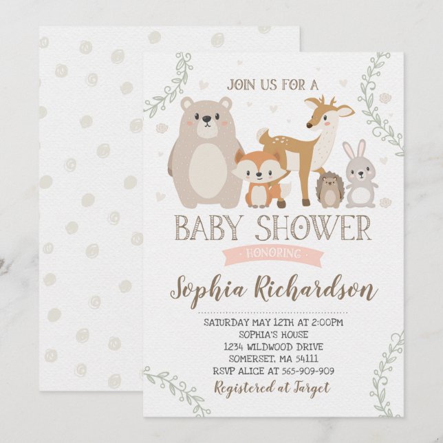 Woodland Baby Shower Invitation Whimsical Shower (Front/Back)