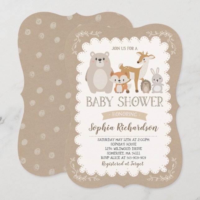 Woodland Baby Shower Invitation Whimsical Shower (Front/Back)