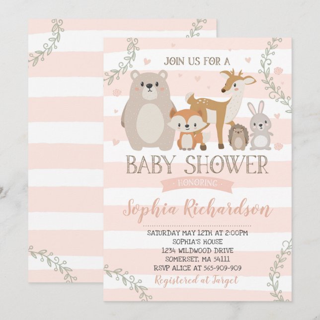 Woodland Baby Shower Invitation Whimsical Shower (Front/Back)