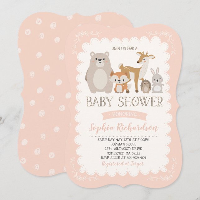 Woodland Baby Shower Invitation Whimsical Shower (Front/Back)