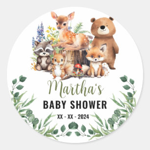 Woodland Baby Shower Invitation Woodland animals Classic Round Sticker