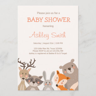 Woodland Baby Shower invite Animals Forest
