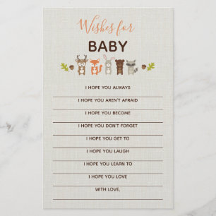 Woodland Baby Shower Keepsake - Wishes for Baby