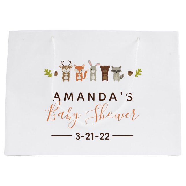 Woodland Baby Shower Large Gift Bag (Front)