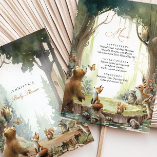 Woodland Baby Shower Menu Card Forest Animals