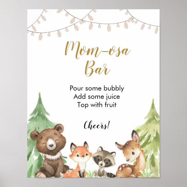 Woodland Baby Shower Momosa Bar Poster (Front)