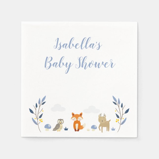 Woodland Baby Shower Napkins (Front)